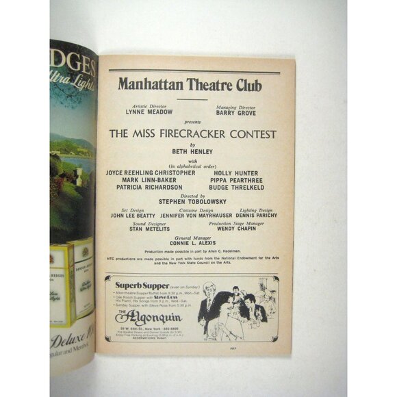 Miss Firecracker Contest Showbill Manhattan Theatre Club 1985 Holly Hunter - Picture 3 of 7